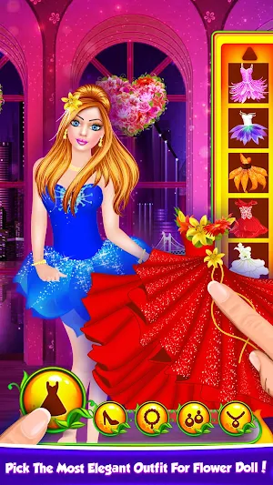 Flower Doll Fashion Show Salon Dress Up Game Screenshot 1