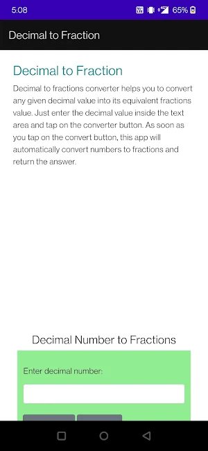 Decimal to Fraction Screenshot 0