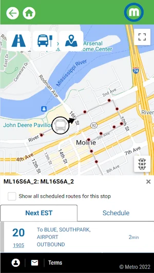 QC Metrolink BusTime Screenshot 0