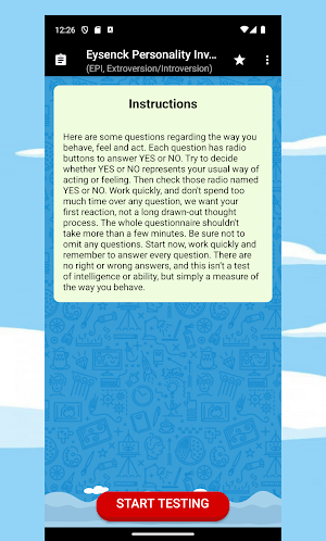 Eysenck Personality Inventory Screenshot 0