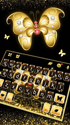 Shine Gold Butterfly Keyboard Background Screenshot 1