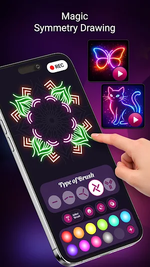 Neon Draw Recorder: Glow Art Screenshot 1