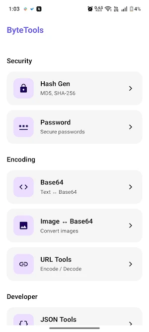 ByteTools: Encode & Hash Screenshot 2