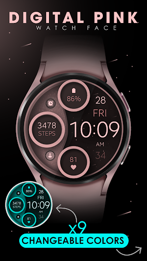 Digital Pink watch face Screenshot 2