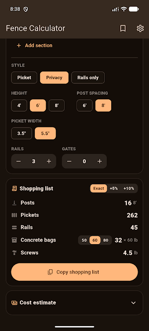 Fence Calculator Screenshot 1