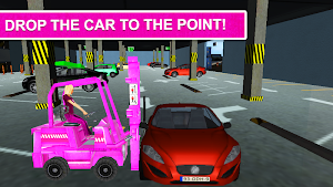 Pink Lady Car Parking fork Lifter : Folklift Games Screenshot 0