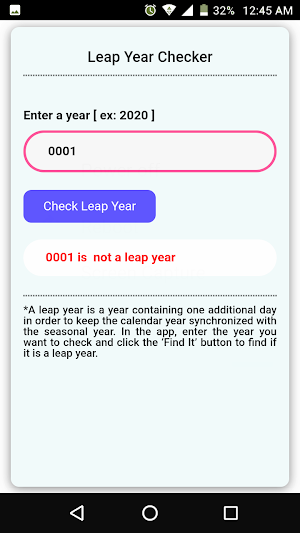 Leap Year Checker Screenshot 2