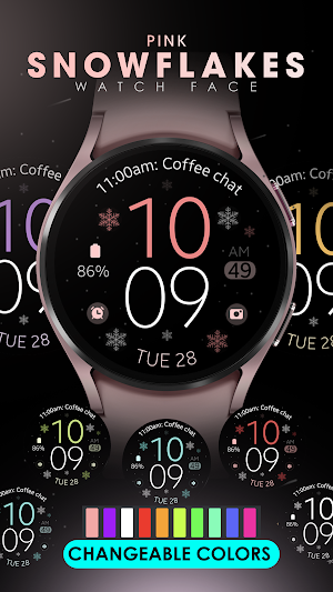 Snowflakes pink watch face Screenshot 2