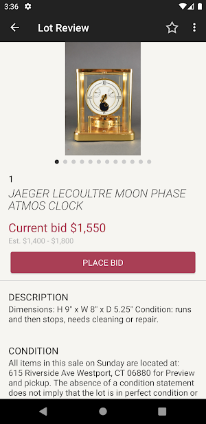 Westport Auction Screenshot 2