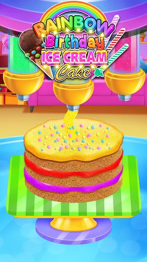 Rainbow Glitter Birthday Cake Maker - Baking Games Screenshot 1