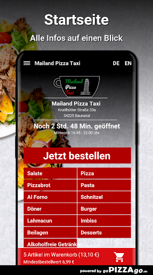 Mailand Pizza Taxi  Baunatal Screenshot 1