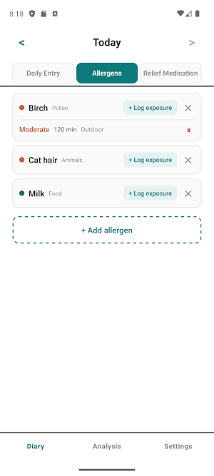 AllergyTrace: Allergy Diary Screenshot 1