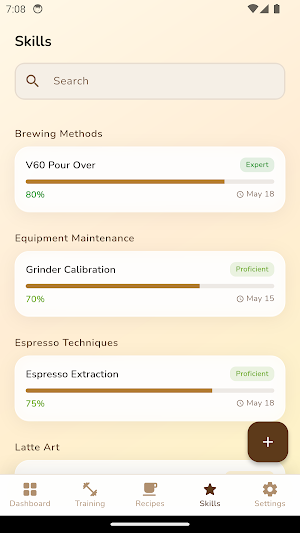 Barista Training Log Screenshot 3