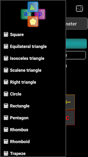 Calculator areas and perimeters Screenshot 0