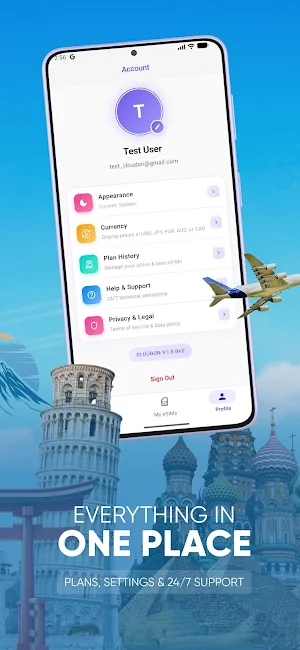 CloudOn: eSim & Travel Data Screenshot 1