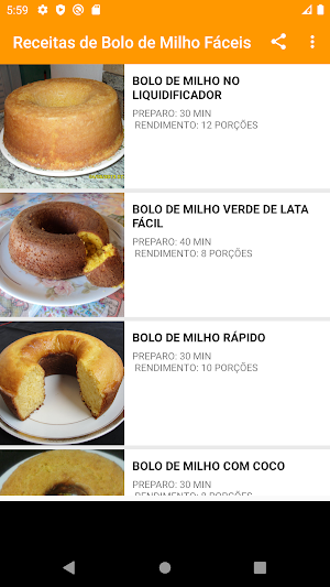 Receitas de Bolo de Milho Fáceis Screenshot 0