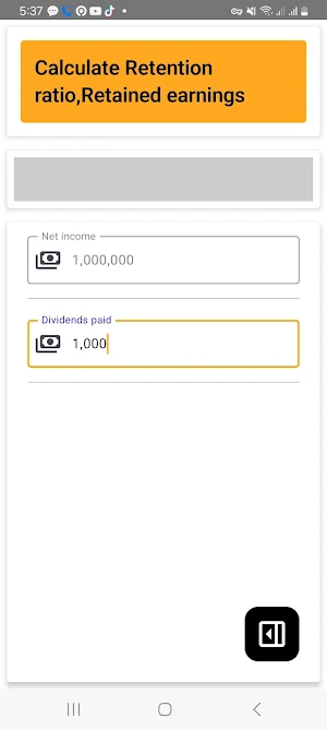 Retention Ratio Calculator Screenshot 2