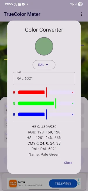 TrueColor Meter - RGB and RAL Screenshot 2