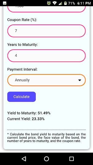 Bond Yield to Maturity Calculator Screenshot 1