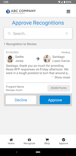 Acclaim Recognition Screenshot 1