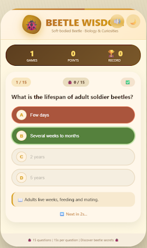 Beetle Wisdom - Soft Bug Quiz Screenshot 1