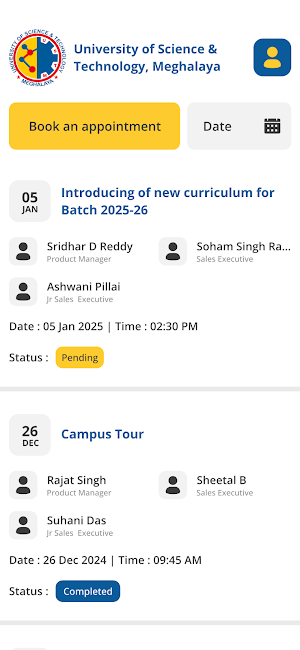 USTM  Appointment Screenshot 2