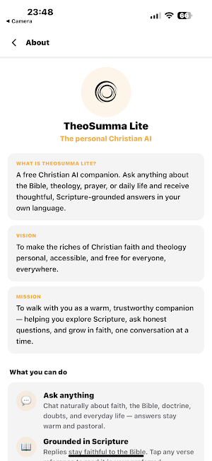 TheoSumma Lite: Christian AI Screenshot 2