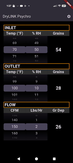 DryLINK Psychrometric Calc Screenshot 0