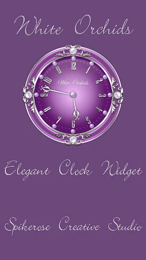 White Orchids Clock Widget Screenshot 0