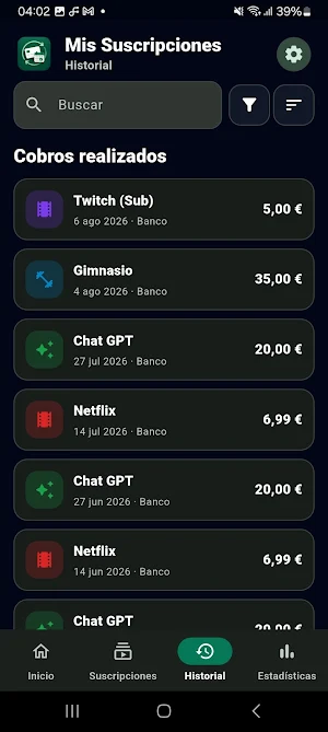 My Subscriptions & Bills Screenshot 2