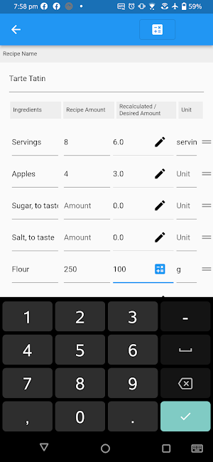 Recipe Calculator Screenshot 2