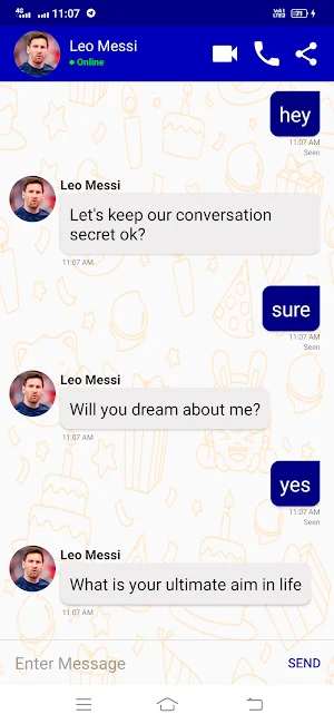 Leo Messi Video Call and Chat Screenshot 3