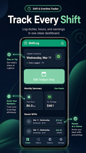 ShiftLog: Overtime Calculator Screenshot 0
