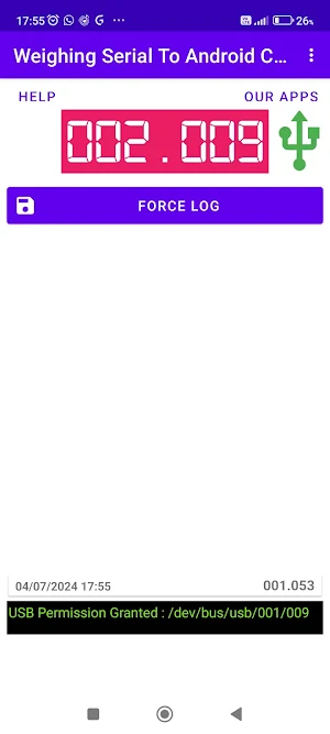 Weighing Scale Serial Terminal Screenshot 1