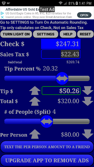 Restaurant Tip & Split Calculator Free Screenshot 3