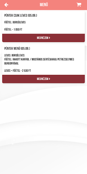 Hordó Étterem Napi Menü Screenshot 1