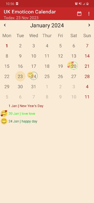 UK Emoticon Calendar Screenshot 0