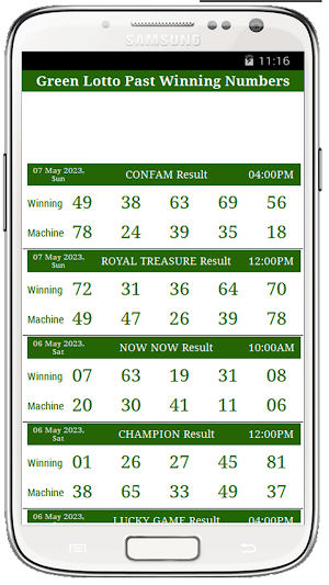 Green Lotto Results Screenshot 1