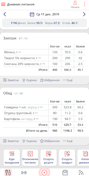 Мой здоровый рацион: дневник питания и тренировок Screenshot 0