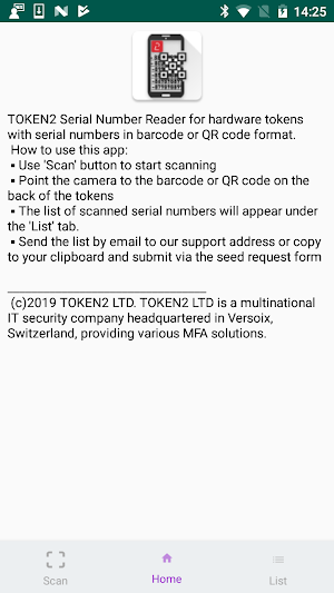 TOKEN2 Serial number reader Screenshot 1