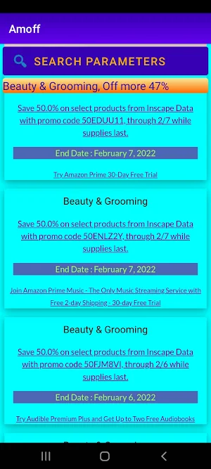Amoff. Amazon promo codes. Screenshot 0
