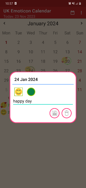 UK Emoticon Calendar Screenshot 1