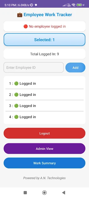 Employee Work Tracker App Screenshot 2