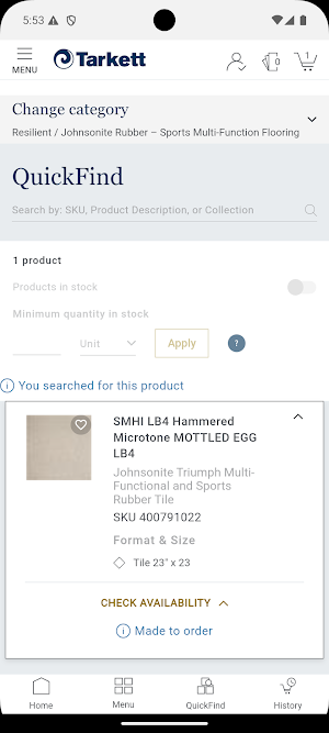 Tarkett Customer Portal Screenshot 2