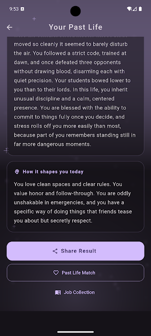 Past Life Job Test Screenshot 2