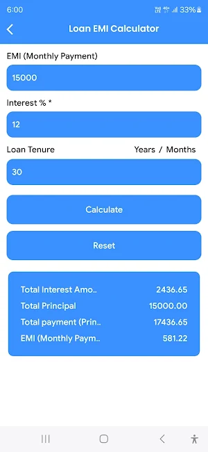 Loan EMI Calculator Screenshot 2