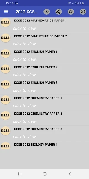Kcse 2012: past papers. Screenshot 0