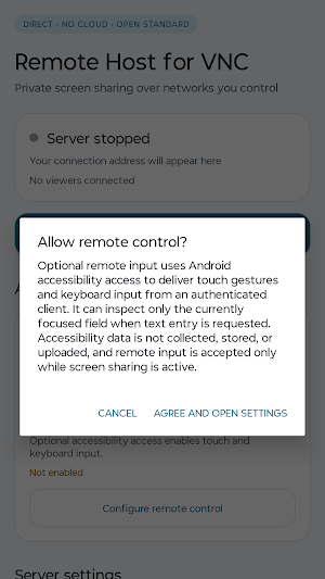Remote Host for VNC Screenshot 1