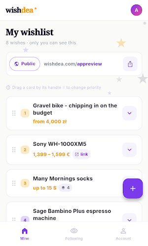 Wishdea: Gift Wishlists Screenshot 0