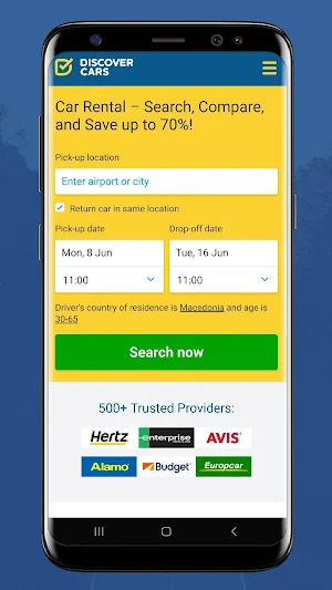 DiscoverCars.com Car Rental App Screenshot 0